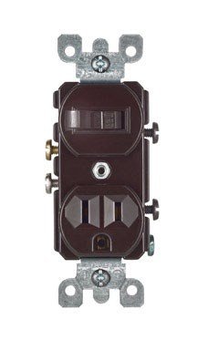 Leviton 5225 15 Amp 120 Volt Duplex Style Combination Single Pole Switch Receptacle Grounding Brown