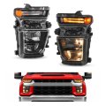 Pair Headlight Assemblies For 2020 2023 Chevrolet Silverado 2500 Hd 3500 Wt Lt Custom Halogen Models Clear Lens Black Housing 