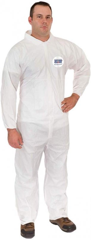 Microguard Mp Microporous White Particulate Splash Protection Disposable Hazmat Coverall With Elastic Wrist And Open Ankle M