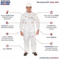 Microguard Mp Microporous White Particulate Splash Protection Disposable Hazmat Coverall With Elastic Wrist And Open Ankle M