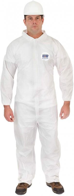 Microguard Mp Microporous White Particulate Splash Protection Disposable Hazmat Coverall With Elastic Wrist And Open Ankle M