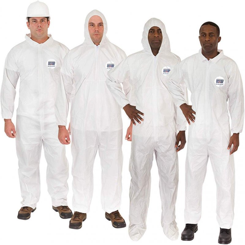 Microguard Mp Microporous White Particulate Splash Protection Disposable Hazmat Coverall With Elastic Wrist And Open Ankle M