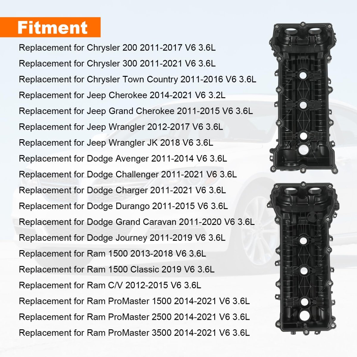 Engine Valve Cover With Gasket Left And Right Side 5184068an Replacement For Jeep Grand Cherokee Dodge Avenger Challenger
