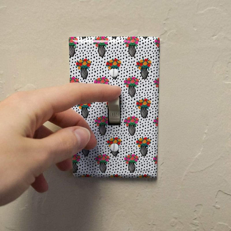 Flower Vases Pattern Plastic Wall Decor Toggle Light Switch Plate Cover