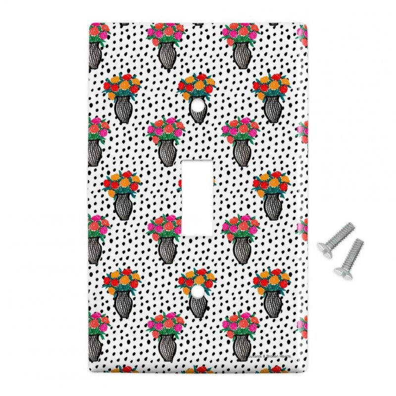 Flower Vases Pattern Plastic Wall Decor Toggle Light Switch Plate Cover
