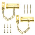 2 Pcs Door Chain Lock Security Guard With Screw Heavy Duty For Home Office Hotel Apartment Inside Brass Tone