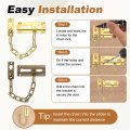 2 Pcs Door Chain Lock Security Guard With Screw Heavy Duty For Home Office Hotel Apartment Inside Brass Tone