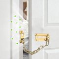 2 Pcs Door Chain Lock Security Guard With Screw Heavy Duty For Home Office Hotel Apartment Inside Brass Tone 