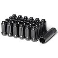 Circuit Performance 9 16 Black Closed End 6 Spline Security Acorn Lug Nuts Cone Seat Forged Steel 24 Pieces Tool