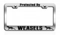Protected By Weasels Chrome Metal License Plate Frame Tag Holder K20 