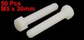 Uxcell M5 X 30mm Full Thread Nylon Metric Hex Head Cap Screw Bolt 50pcs