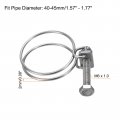 Uxcell 6pcs Double Wire Hose Clamp 40-45mm Adjustable Stainless Steel Clips With M6 Bolt For Dust Collection Pump Pipe