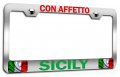 Con Affetto Sicily Italian Italy Chrome Metal License Plate Frame Tag Holder D83 