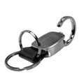 Jeep Black Chrome Metal With Genuine Leather Accent Key Chain