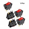 Uxcell 5pcs Ac 250v 10a 125v 15a 3p I O 2 Position Snap-in Boat Rocker Switch Red Black