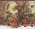 Prepasted Wallpaper Border Bird Fruit Basket Country Wall Retro Design Roll 15 Ft X 9 In 