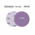 Uxcell 30pcs 3-inch Purple Sanding Discs 150 Grits Hook And Loop Professional Aluminum Oxide Sand Paper Wet Dry Polish For Wood