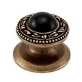 Vicenza Designs K1149 San Michele Black Onyx Stone Insert Knob Small Antique Brass 