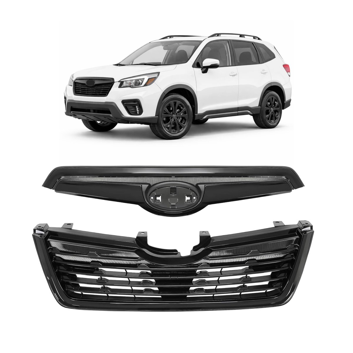 Front Bumper Grille Assembly For 2019 2021 Subaru Forester Black Abs Plastic Replacement Grill Cb-4255