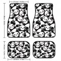 Delerain Cute Panda 4-piece Car Floor Mats Front And Rear Rubber Backingpet Auto Foot All Weather Universal Fit Car Decor