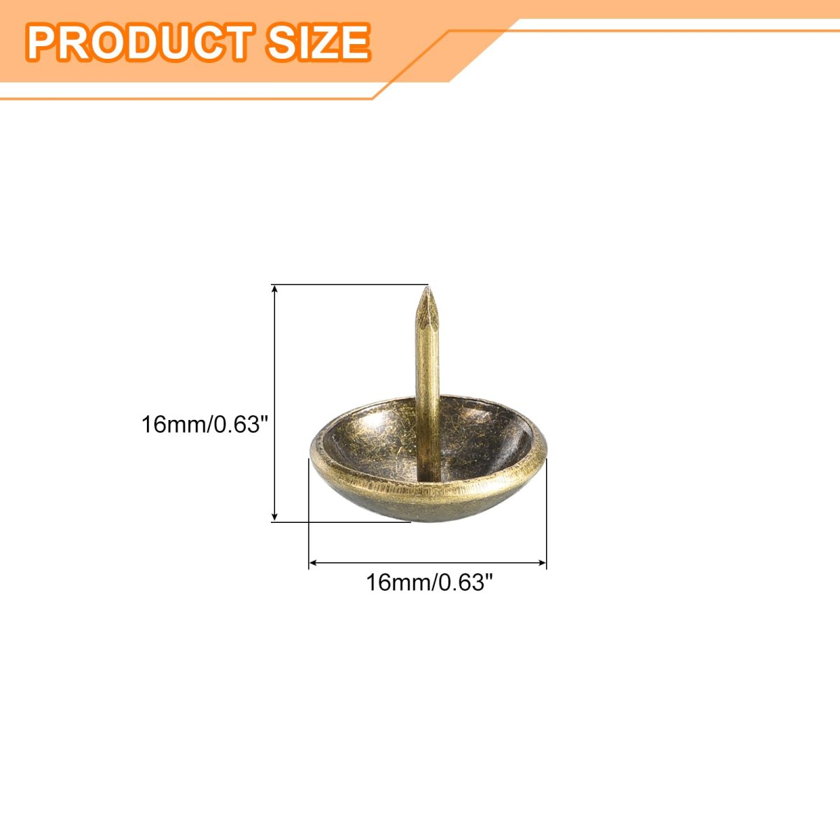 Upholstery Tacks Nail Pins For Furniture 50 Pieces 16x16mm Carbon Steel Decorative Thumb Tack Home Sofa Diy Yellow Bronze