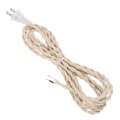 12ft 18 2 Twisted Cloth Covered Lamp Cord 1 Pcs Vintage Fabric Electrical Wire With Plug Stripped Ends Ready For Extension 