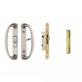 Rockwell Security Sonoma Patio Sliding Door Center Keylock Handle Set With Mortise Lock And Keeper Brushed Nickel Finish Fits 