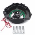 Httmt- Black W White Led Left See Through Engine Stator Cover Compatible With 2003-2006 Hond Cbr 600rr P N Mt313-006a-bk