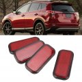 Car Exterior 4pcs Rectangular Reflector Safety Abs Reflective Sticker Universal For Motorcyclered Red