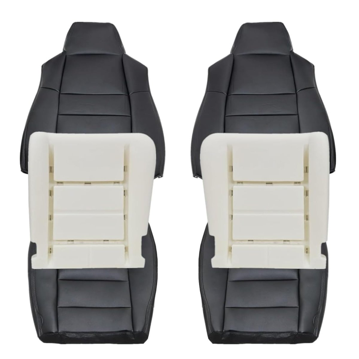 Secos 6pcs Driver Passenger Side Bottom Top Replacement Seat Cover Foam Black For F250 F350 F450 F550 Lariat Super Duty Xlt