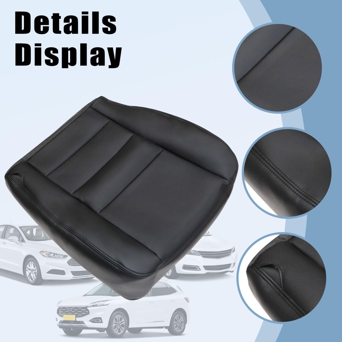 Secos 6pcs Driver Passenger Side Bottom Top Replacement Seat Cover Foam Black For F250 F350 F450 F550 Lariat Super Duty Xlt