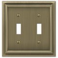 Westek 94ttbb Continental Wall Plate Brushed Brass Metal 2 Toggle Quantity 6 