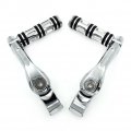 Xkh- Chrome Foot Pegs W 5 Long Angled Adjustable Mount Kit Compatible With 1 25 Engine Guard Front Tube Harley Softail Slim
