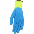 Mud Super Grip Latex Coated Palm Garden Work Gloves Water Resistant Polyester Knit Shell Elastic Wrist Lime Green Blue Large 