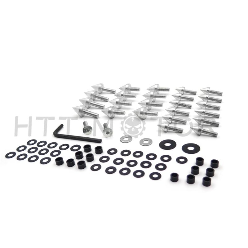 Httmt Mt215-004- Silver Motorcycle Spike Fairing Bolts For 2003 2004 Suzuk Gsxr1000 Gsx-r 1000