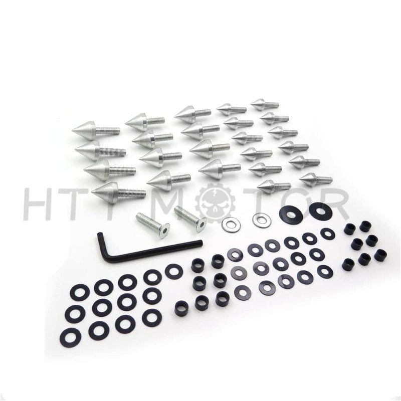 Httmt Mt215-004- Silver Motorcycle Spike Fairing Bolts For 2003 2004 Suzuk Gsxr1000 Gsx-r 1000