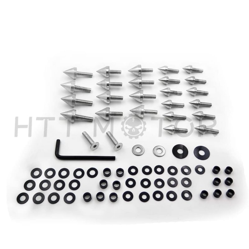 Httmt Mt215-004- Silver Motorcycle Spike Fairing Bolts For 2003 2004 Suzuk Gsxr1000 Gsx-r 1000