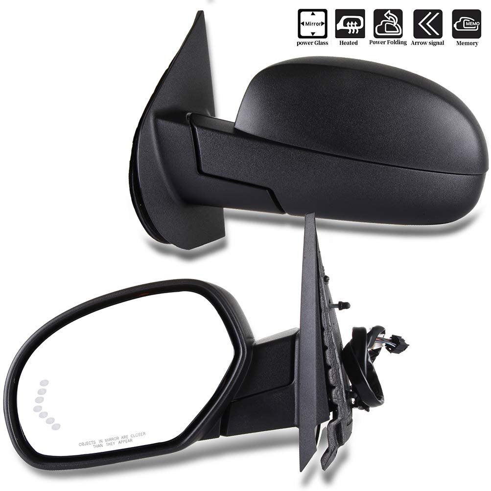Driver Side Power Folding Heated Turn Signal Memory Puddle Lamp Mirrors For 2007-2013 Chevrolet Avalanche Silverado 1500 2500