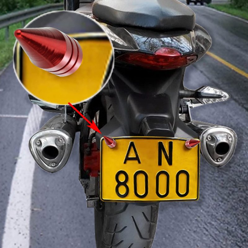 Abfer Spike License Plate Fasteners Bolt Car 4pcs Anti Theft Screws Frame Kit Fit For Most Vehicle Motorcycles Trucks Red