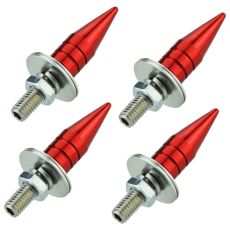 Abfer Spike License Plate Fasteners Bolt Car 4pcs Anti Theft Screws Frame Kit Fit For Most Vehicle Motorcycles Trucks Red