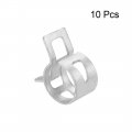 Uxcell Spring Band Type Clamp 15mm Inner Dia Fit 15 5-16 2mm Od Hose Fuel Line Silicone Tube Clips Silver Manganese Steel 10pcs
