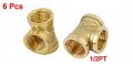 Uxcell 6pcs 1 2 Pt Female Thread 3 Way Equal Tee Coupling Brass Pipe Fitting