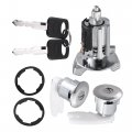 Ignition Switch Lock Cylinder Door Kit For Ford F150 250 350 Pickup 1992-1995 Metal With 2 Keys Black Silver Tone 1 Set 