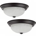 Aspen Creative 63023-05-2 2-light Flush Mount Oil Rubbed Bronze Finish W Alabaster Glass 13 Dia E26 Socket 60 Watts Bulb Not 