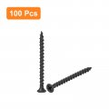 Uxcell M3 8x50mm Flat Head Sheet Metal Screws 100pcs Phillips Drive Wood Black Oxide Carbon Steel Self Tapping Drywall