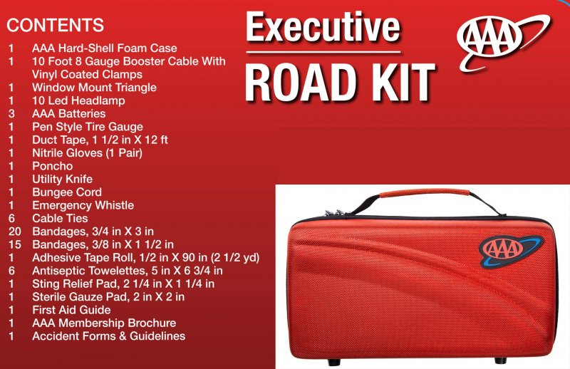 Lifeline Aaa Executive Road Kit 67 Piece Emergency Car Jumper Cables Headlamp Warning Triangle And First Aid