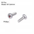 Uxcell M1 6x4mm Machine Screws Pan Phillips Cross Head Screw 304 Stainless Steel Fasteners Bolts 50pcs