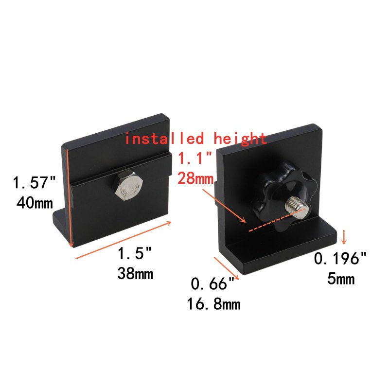 Tsnamay 4pcs Black Short Stop With Knobs T Track Block For T-track Woodworking Sanding And Routing