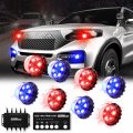 Wineco Red Blue 8pcs Led Hideaway Strobe Police Lights Kit 20 Flashing Patterns W Control Panel For Headlights Taillights 