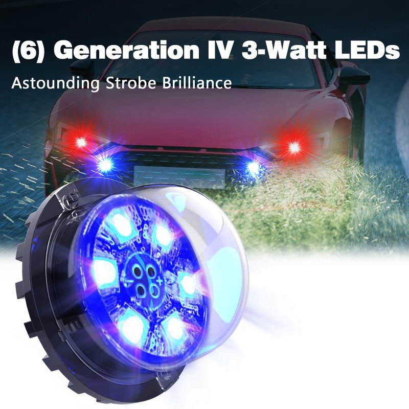 Wineco Red Blue 8pcs Led Hideaway Strobe Police Lights Kit 20 Flashing Patterns W Control Panel For Headlights Taillights